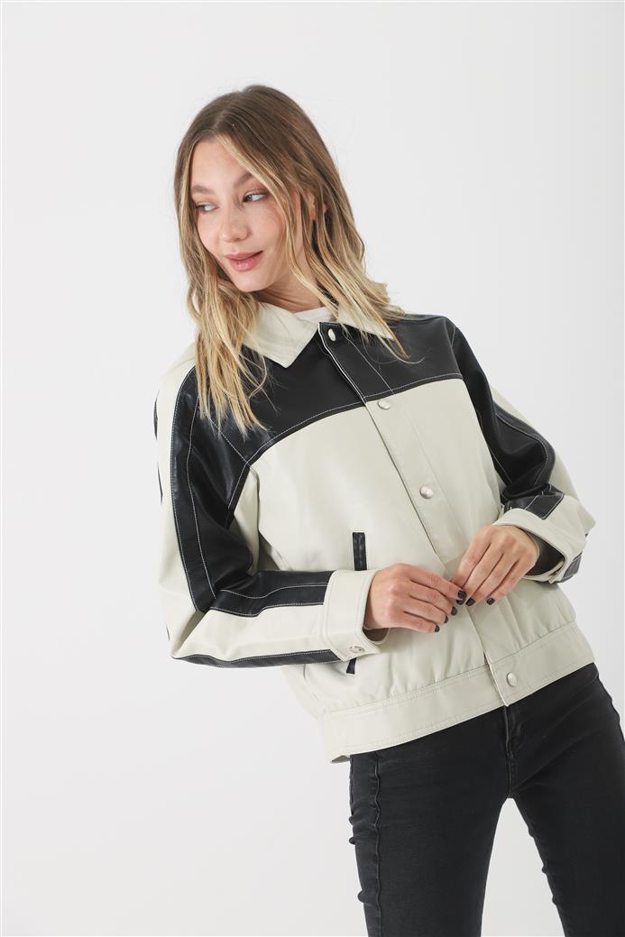 Campera California White Ecocuero Combinada GUK2042