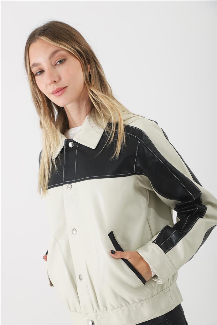 Campera California White Ecocuero Combinada GUK2042