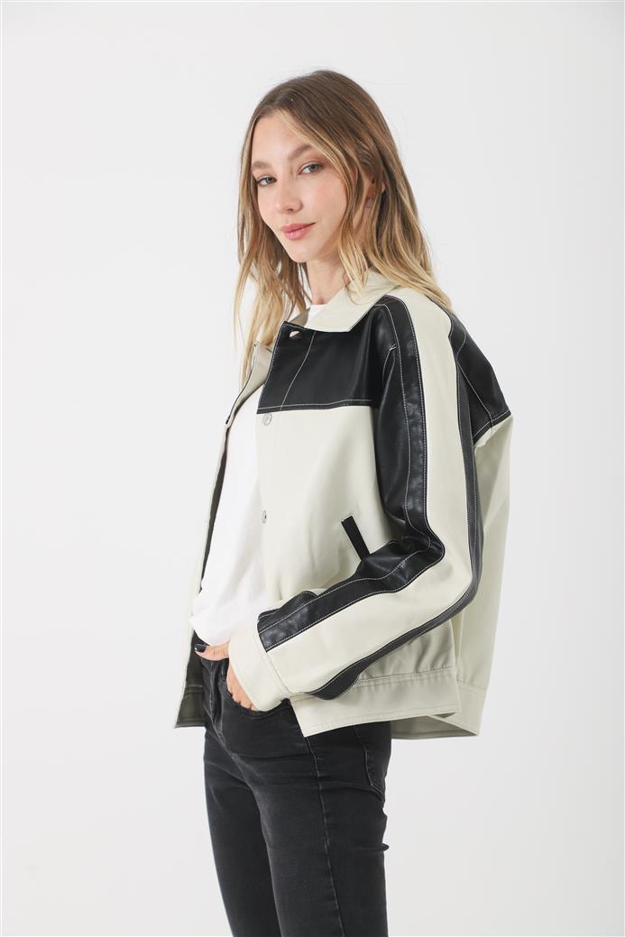 Campera California White Ecocuero Combinada GUK2042