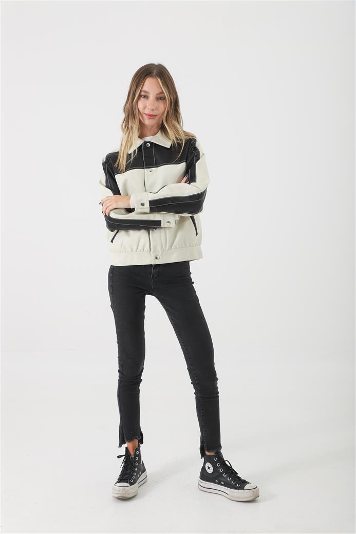 Campera California White Ecocuero Combinada GUK2042