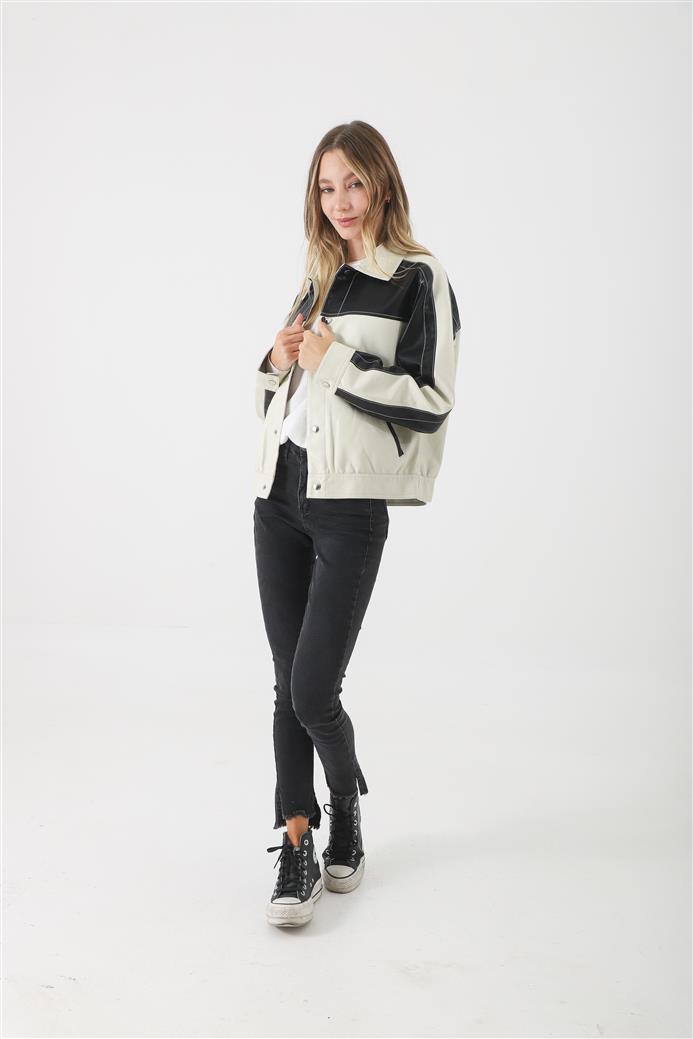 Campera California White Ecocuero Combinada GUK2042