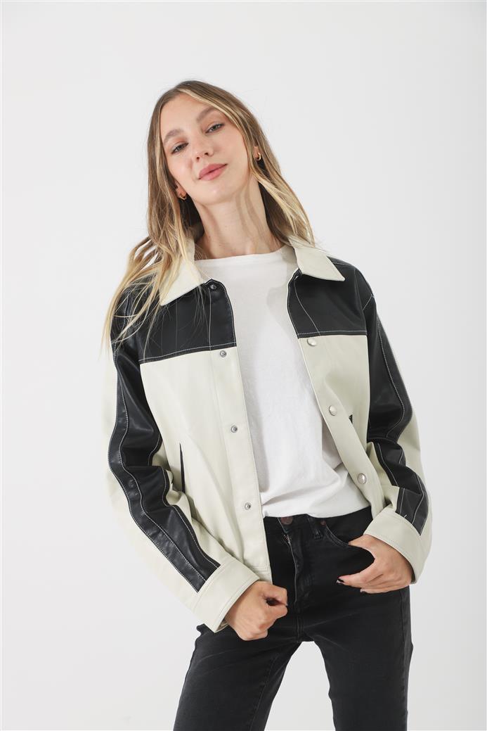 Campera California White Ecocuero Combinada GUK2042