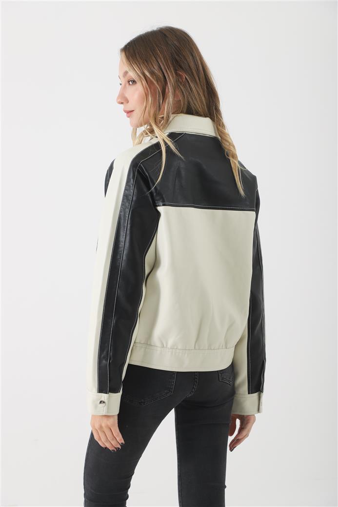 Campera California White Ecocuero Combinada GUK2042