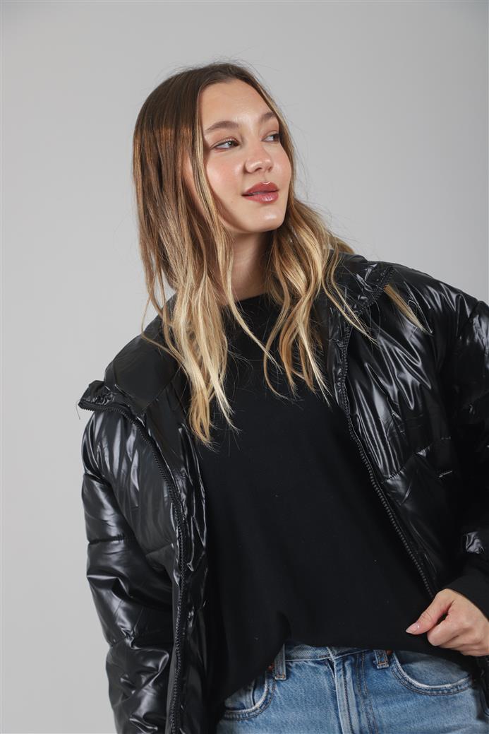 Campera Puffer Black Metalizada Velvet GUK2039