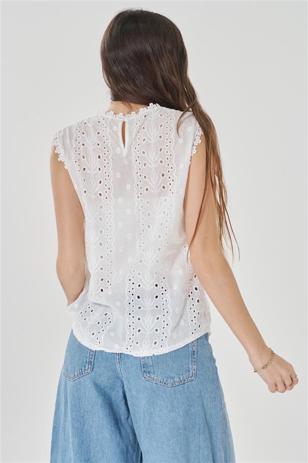 Blusa Broderie White GUK171