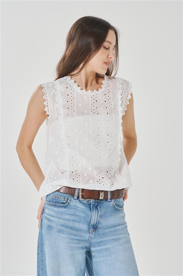 Blusa Broderie White GUK171