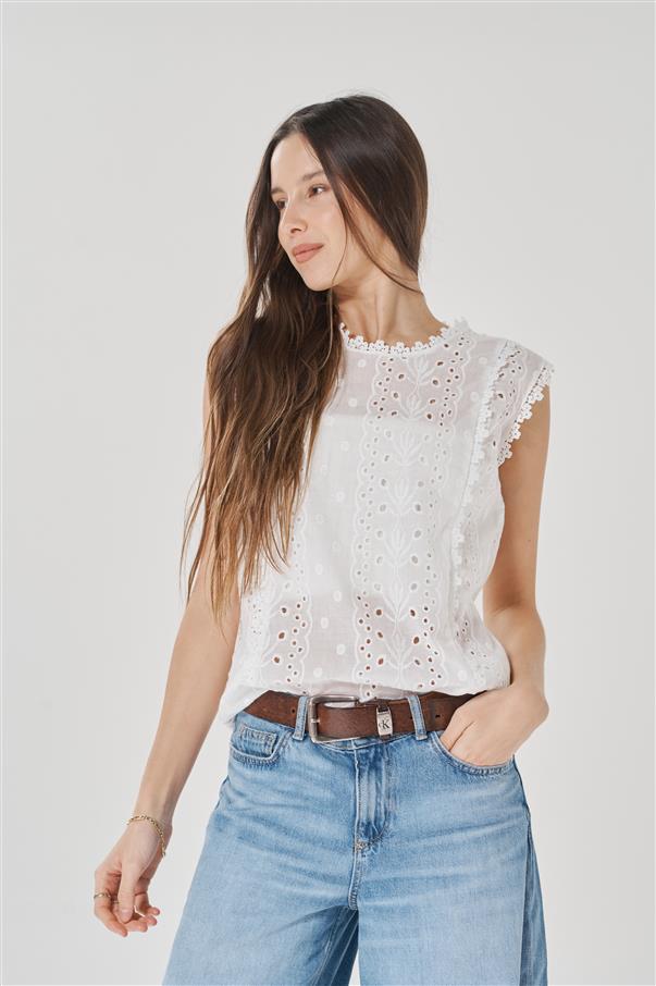 Blusa Broderie White GUK171