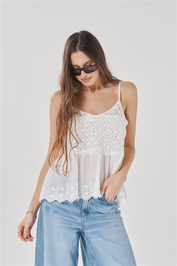 Blusa  Olsen Crochet con Broderie GUCH5061