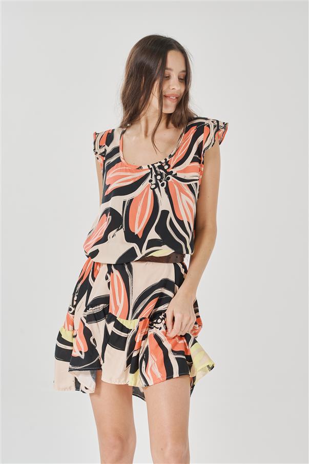 Vestido Vigo Orange Flowers