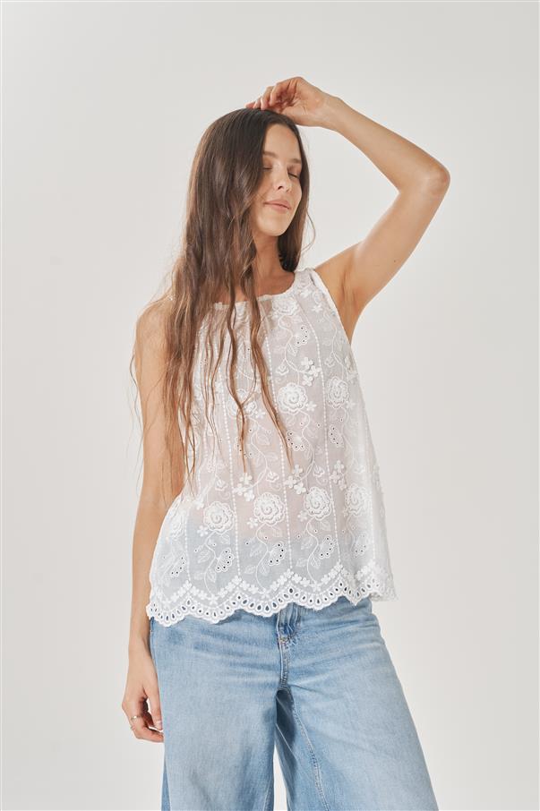 Musculosa White Marocco Broderie GU1718