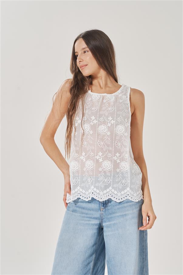 Musculosa White Marocco Broderie GU1718