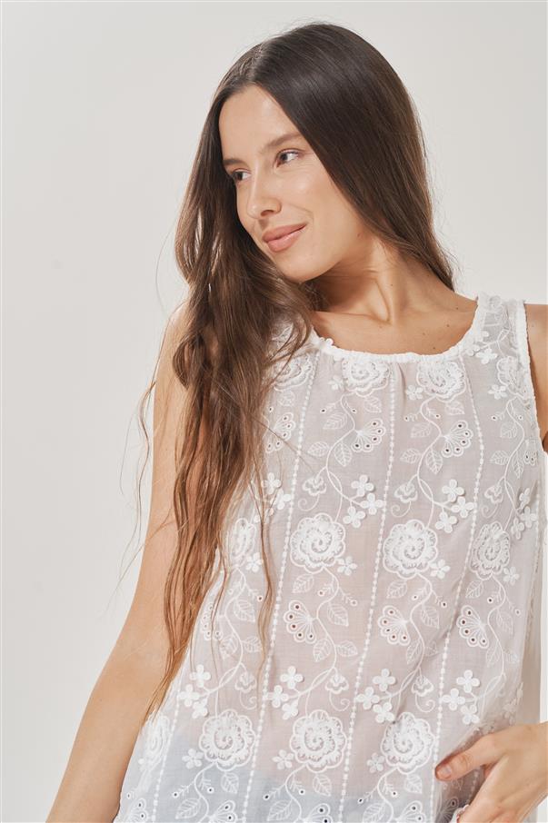 Musculosa White Marocco Broderie GU1718