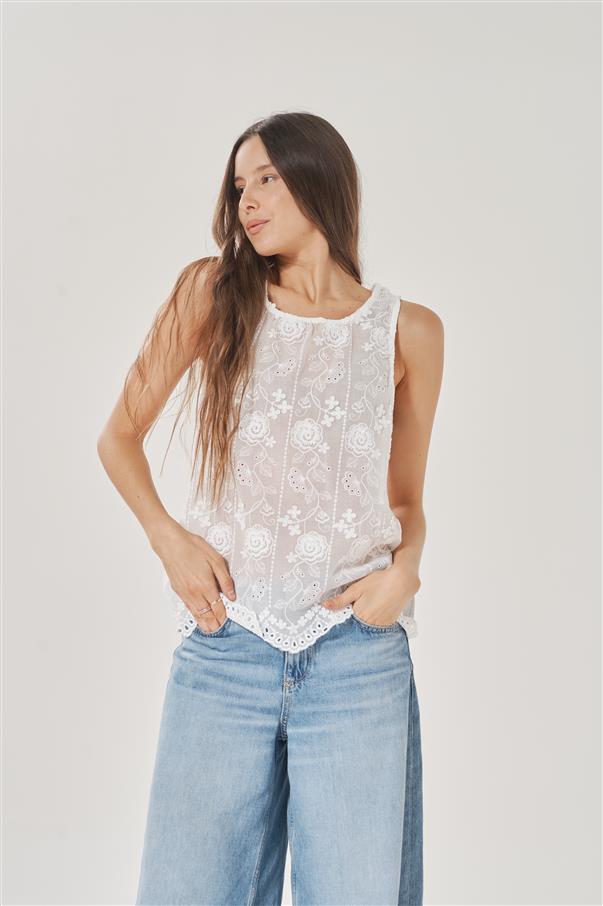 Musculosa White Marocco Broderie GU1718