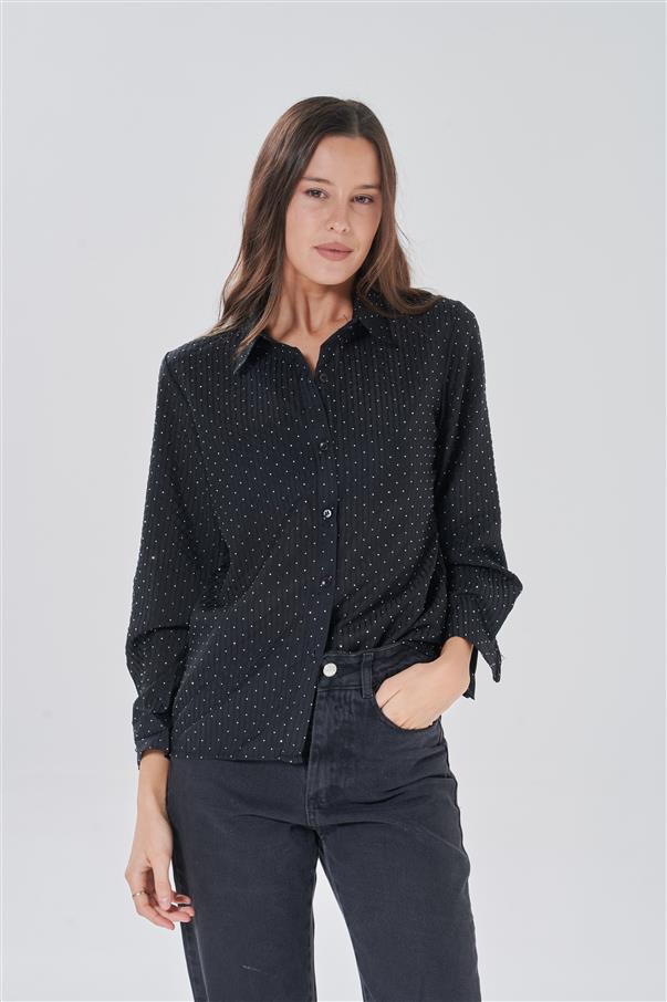 Camisa Lanister Classic Rayada con Strass GUK5019