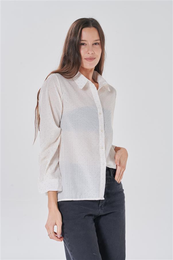 Camisa Lanister Classic Rayada con Strass GUK5019