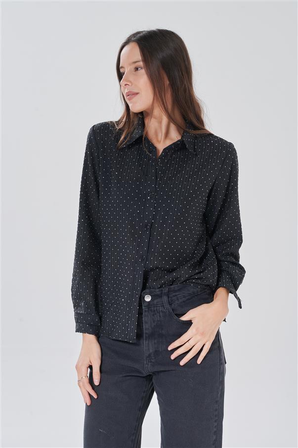 Camisa Lanister Classic Rayada con Strass GUK5019