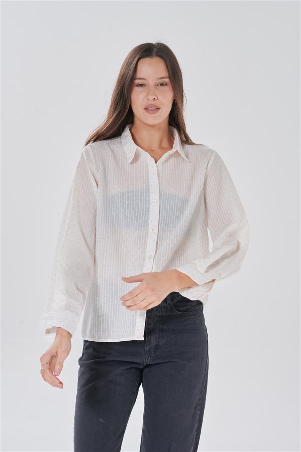 Camisa Lanister Classic Rayada con Strass GUK5019