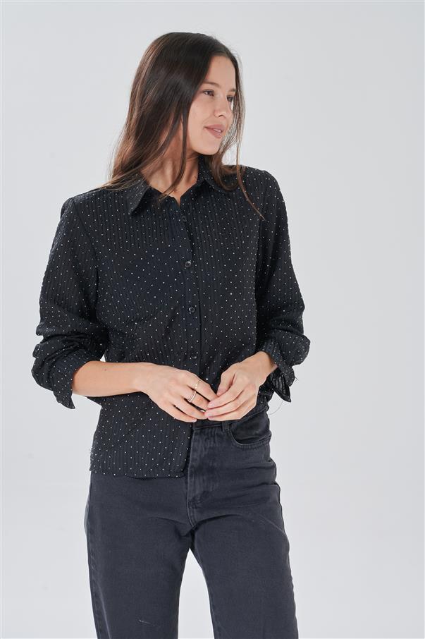 Camisa Lanister Classic Rayada con Strass GUK5019