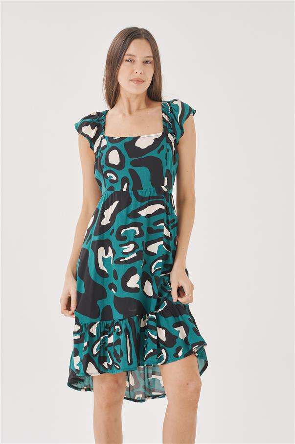 Vestido Solanas Print Fibrana con Volados