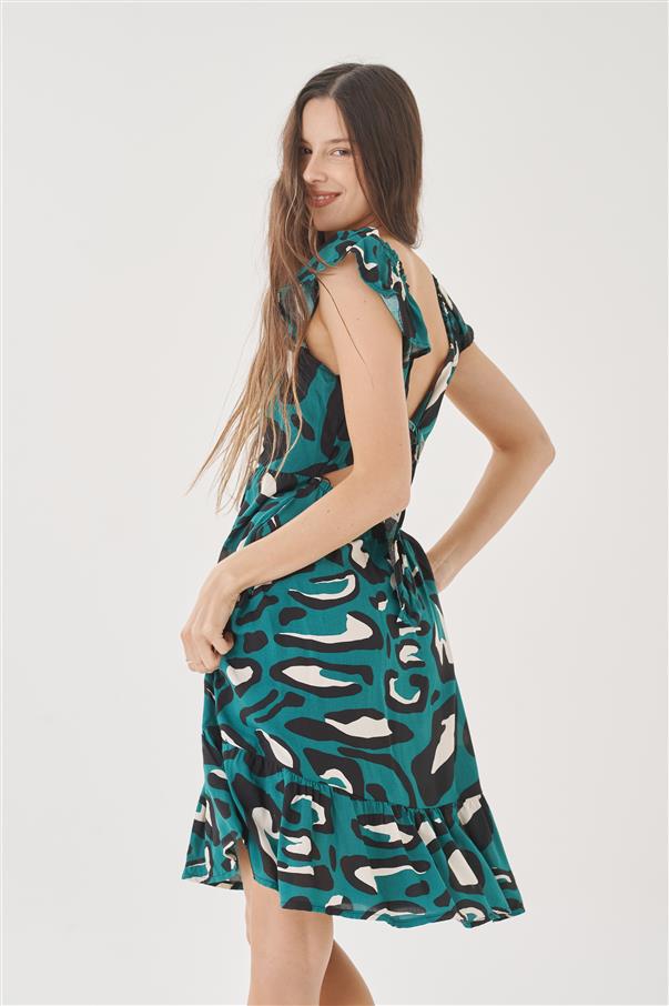 Vestido Solanas Print Fibrana con Volados