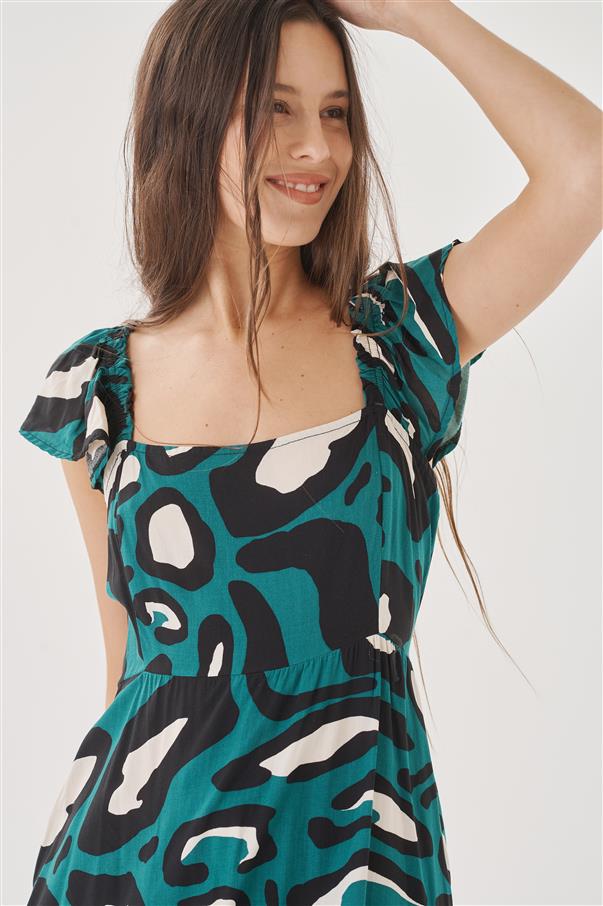 Vestido Solanas Print Fibrana con Volados