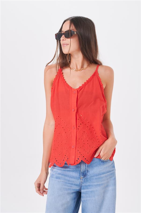 Musculosa Lara Broderie con Botones GUK065