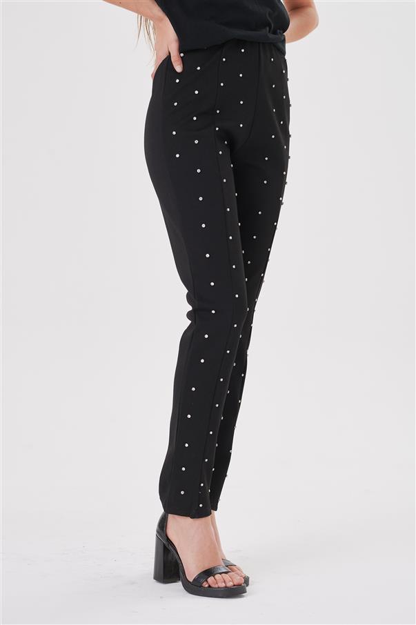 Calza Pantalon Aries Black con Tachas Color Plata GU4022