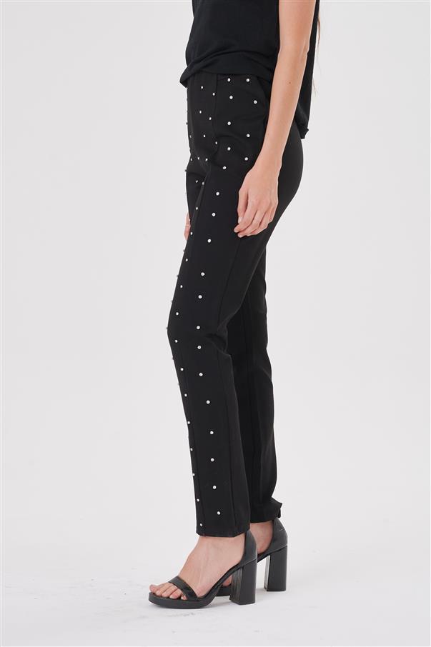 Calza Pantalon Aries Black con Tachas Color Plata GU4022