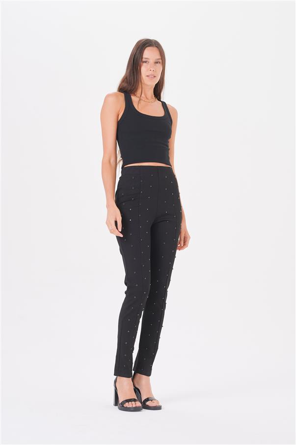 Calza Pantalon Aries Black con Tachas Color Negras GU4022