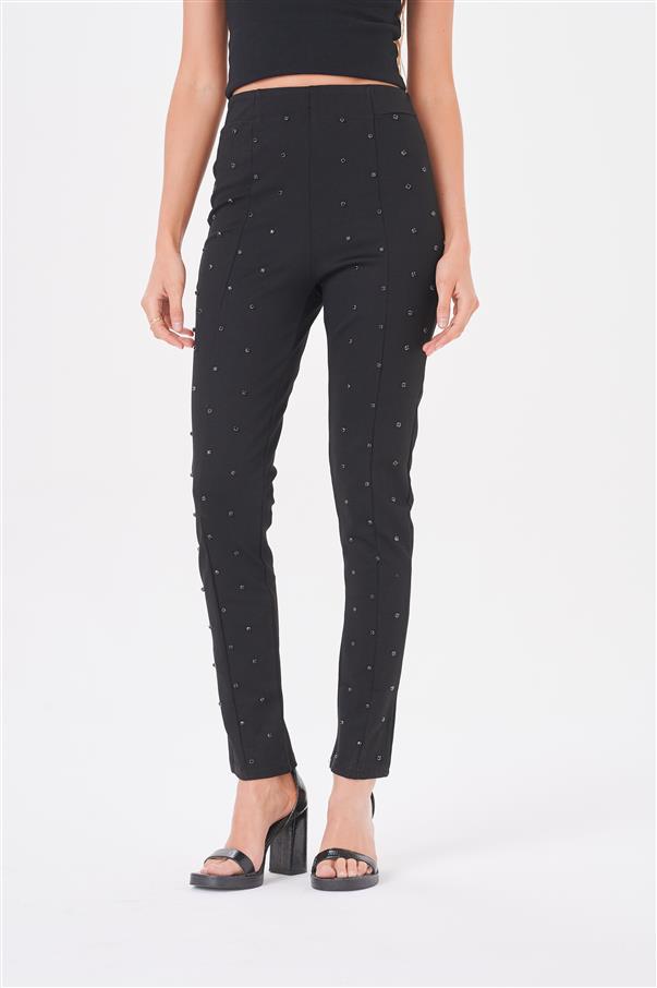 Calza Pantalon Aries Black con Tachas Color Negras GU4022