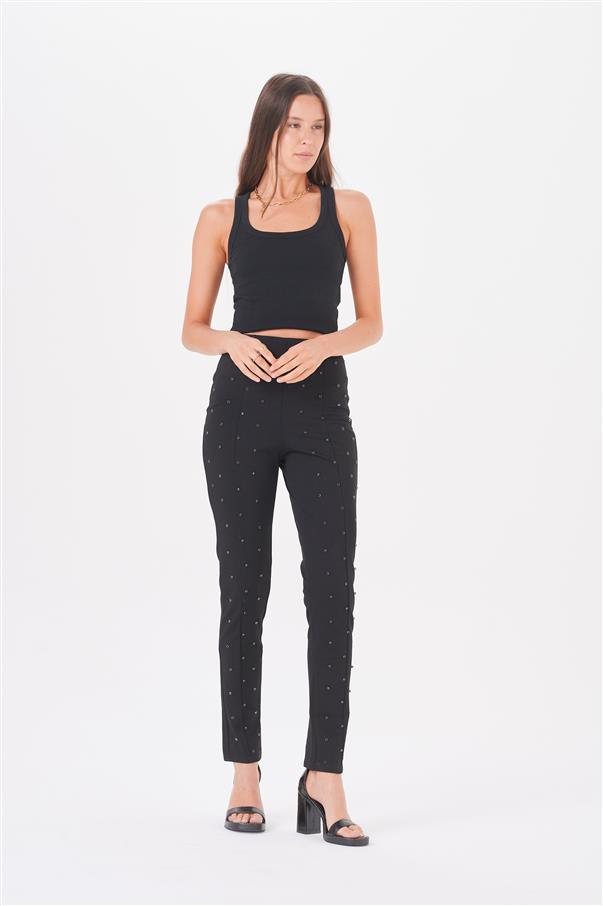 Calza Pantalon Aries Black con Tachas Color Negras GU4022