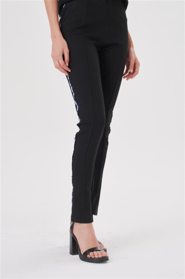 Calza Pantalon con Tiras Strass Azul de Costado GU4081