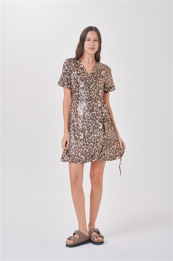 Vestido Cruzado con Lazo Savannah Print GUK4088