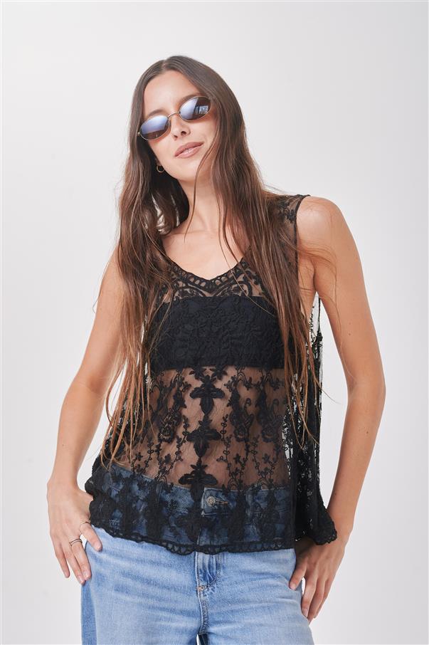 Musculosa Zingara Tull Bordado Colours GICH5087