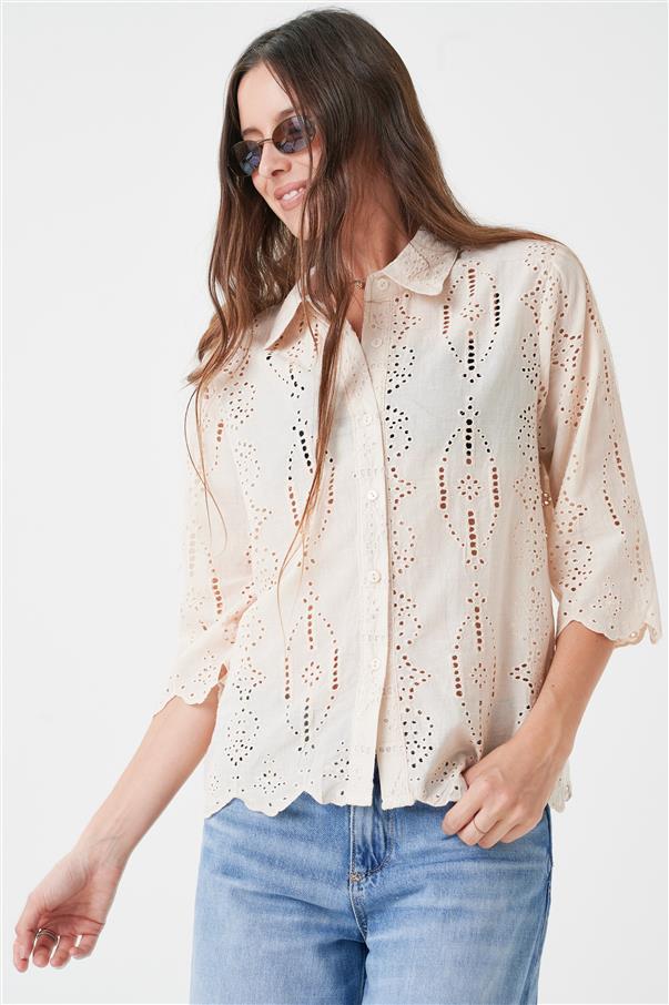 Camisa Livie Broderie Manga 3/4 GUK4009