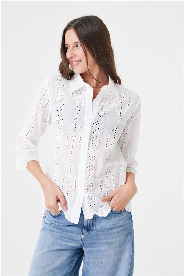 Camisa Livie Broderie Manga 3/4 GUK4009