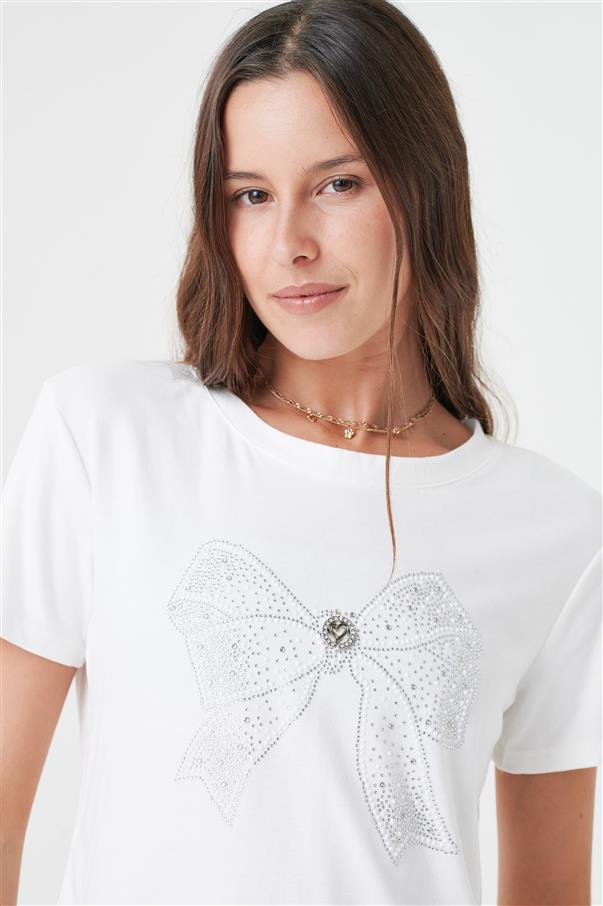 Remera Moño Strass GUK4057