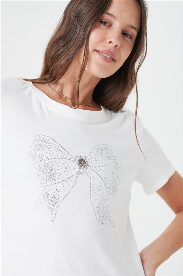 Remera Moño Strass GUK4057