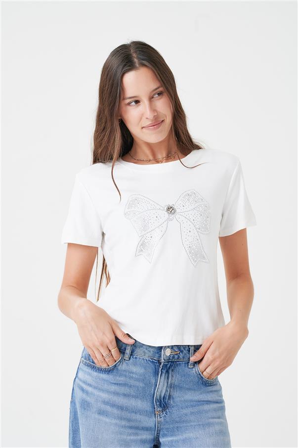 Remera Moño Strass GUK4057