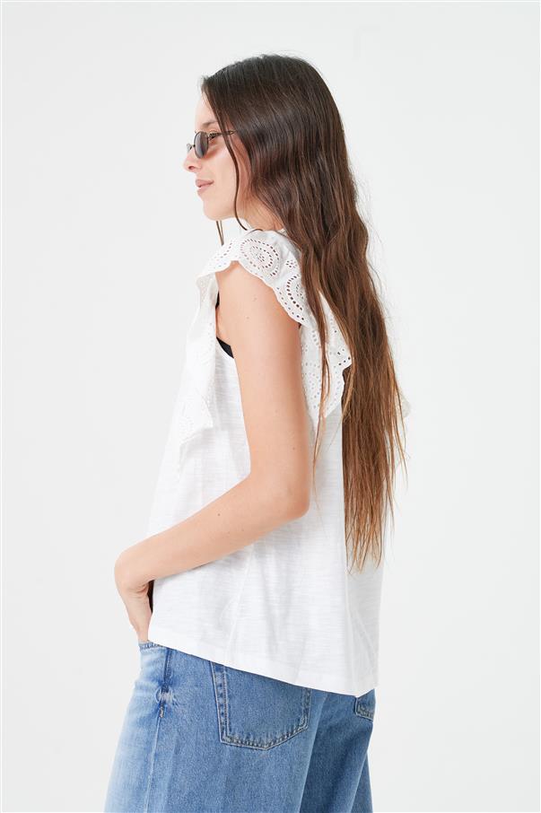 Blusa Cleo Broderie Manga Volados GUK4038