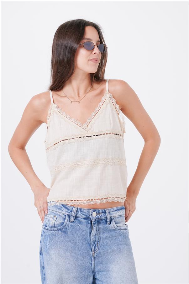 Musculosa Catania de Lino con Broderie GUK4068