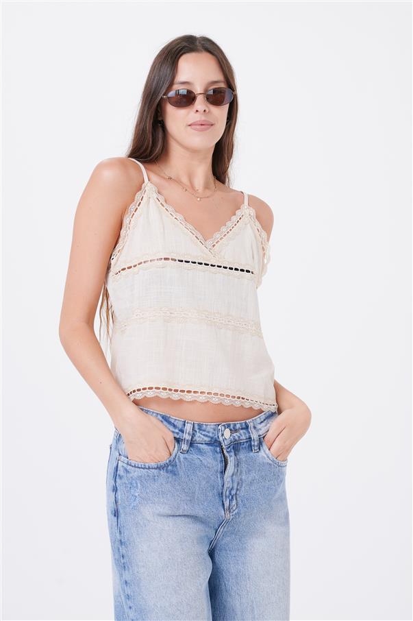 Musculosa Catania de Lino con Broderie GUK4068