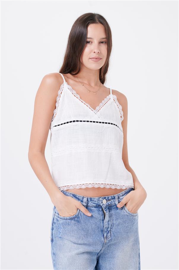 Musculosa Catania de Lino con Broderie GUK4068