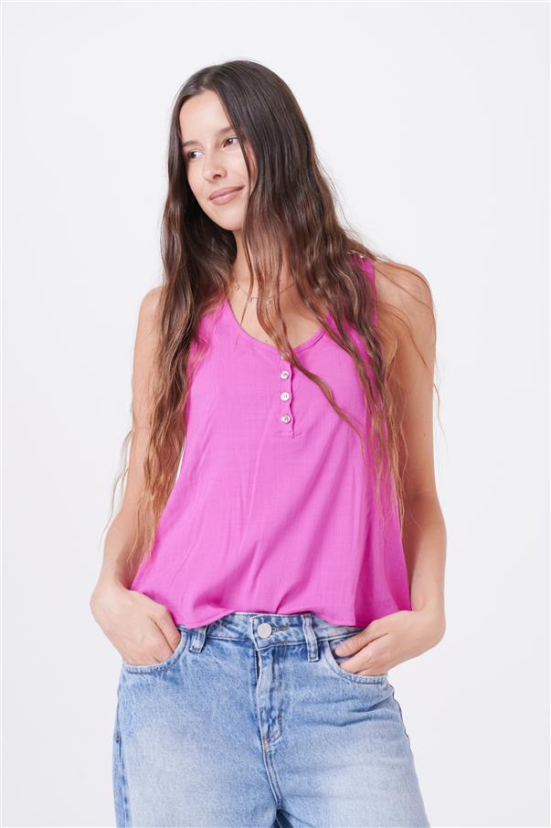 Musculosa de Lino con Botones