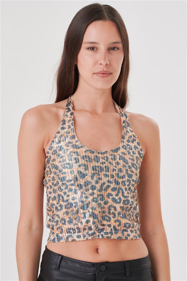 Top Leopard Lentejuelas Elastizadas GU5067