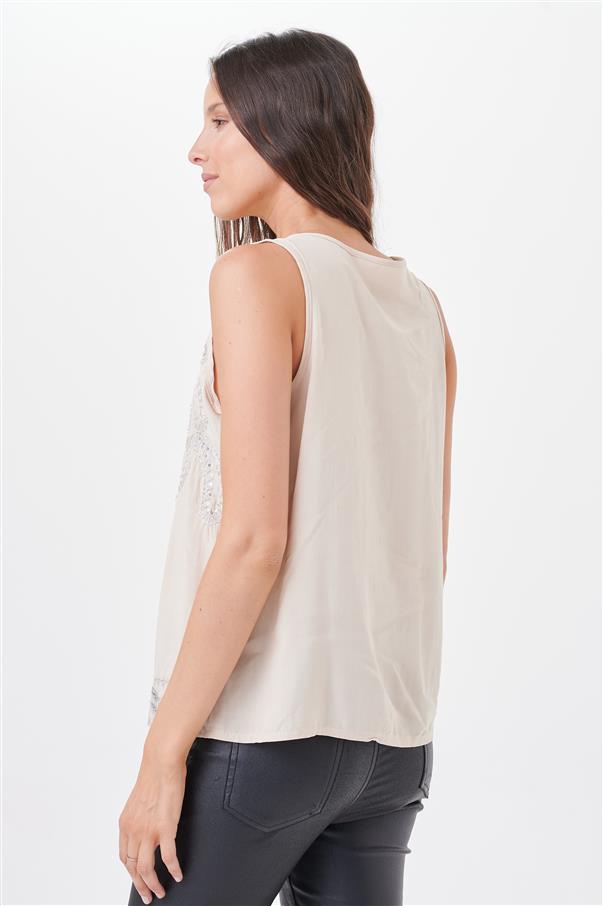 Musculosa Orly Fibrana Lentejuelas Bordadas GUK4017