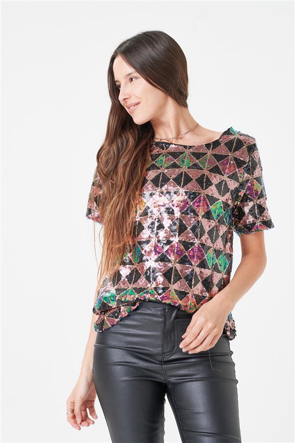 Blusa Kala Rombos Lentejuelas GUK4082