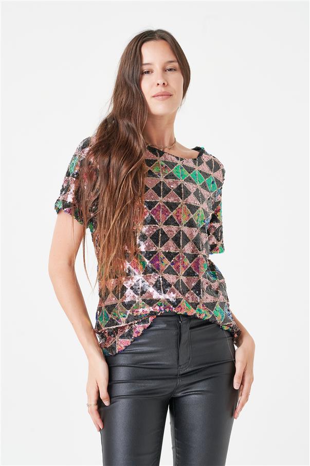 Blusa Kala Rombos Lentejuelas GUK4082