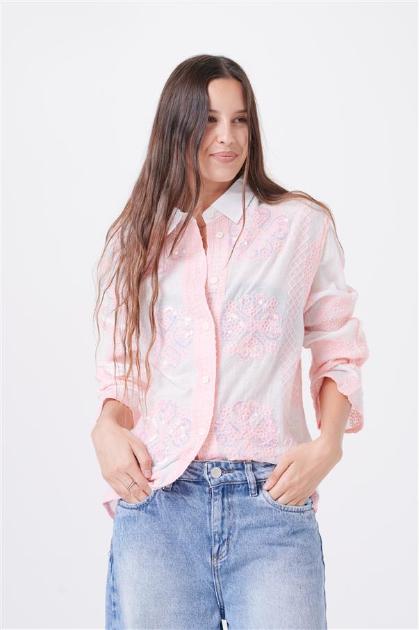 Camisa Femme Bordada con Lentejuelas GU8000