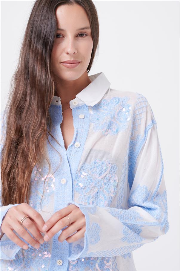 Camisa Femme Bordada con Lentejuelas GU8000